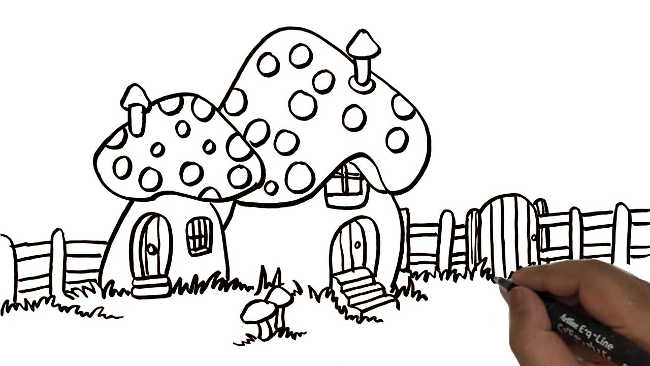 Mushroom House Drawing