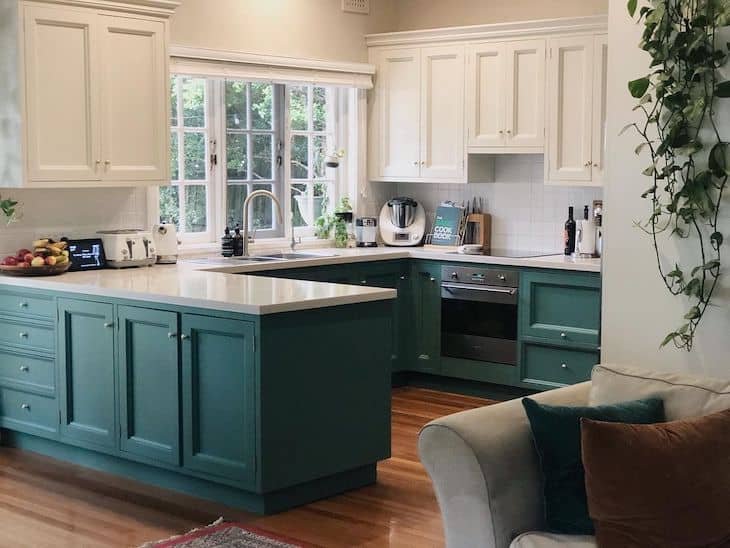 farmhouse sage green kitchen cabinets