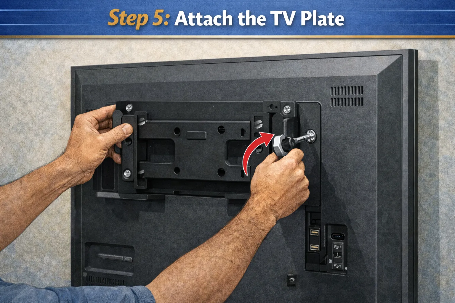 Attaching the TV plate step 5