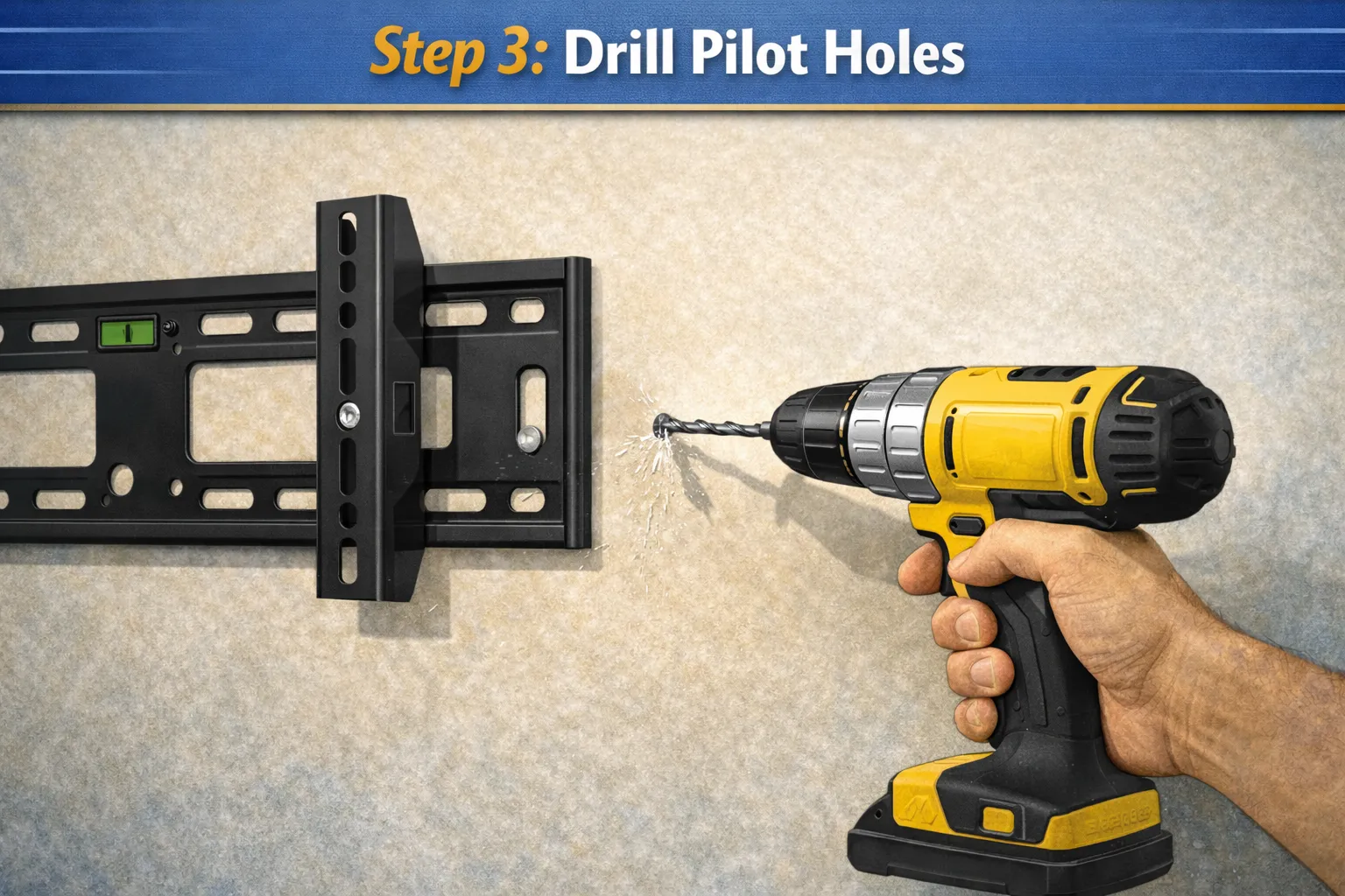 Drilling pilot holes for TV mount