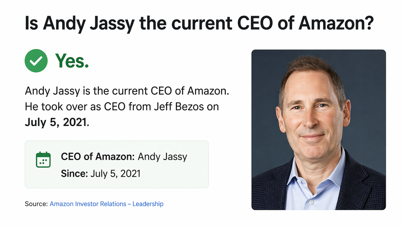 Is Andy Jassy the current CEO of Amazon?
