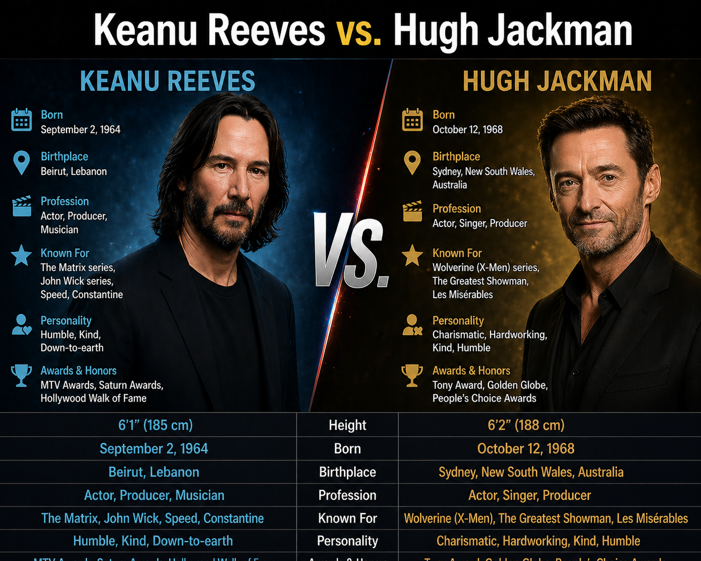 Keanu Reeves vs. Hugh Jackman: