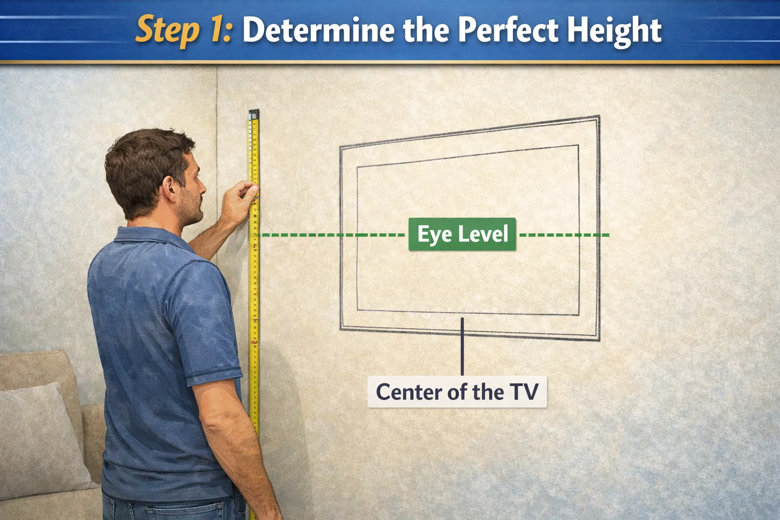 Measuring the TV wall mount height