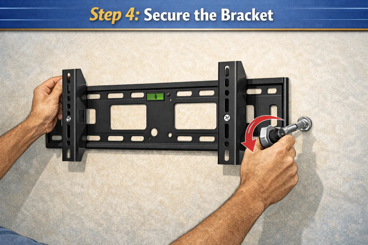 Securing the TV wall bracket