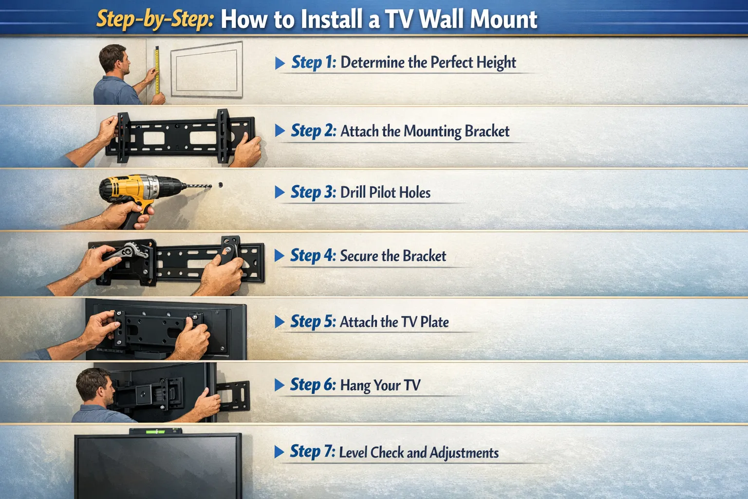 Step-by-step TV wall mount installation