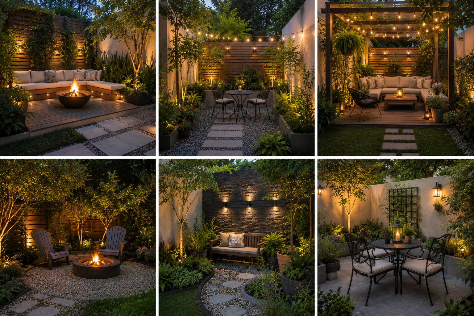 Back yard with wonderful little seating areas.