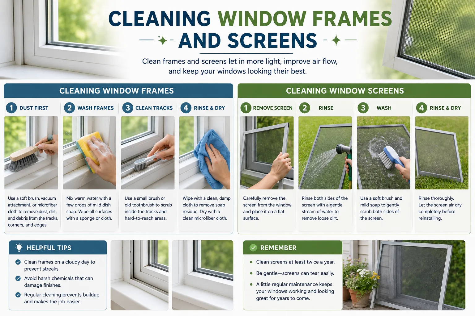 Cleaning Window Frames and Screens