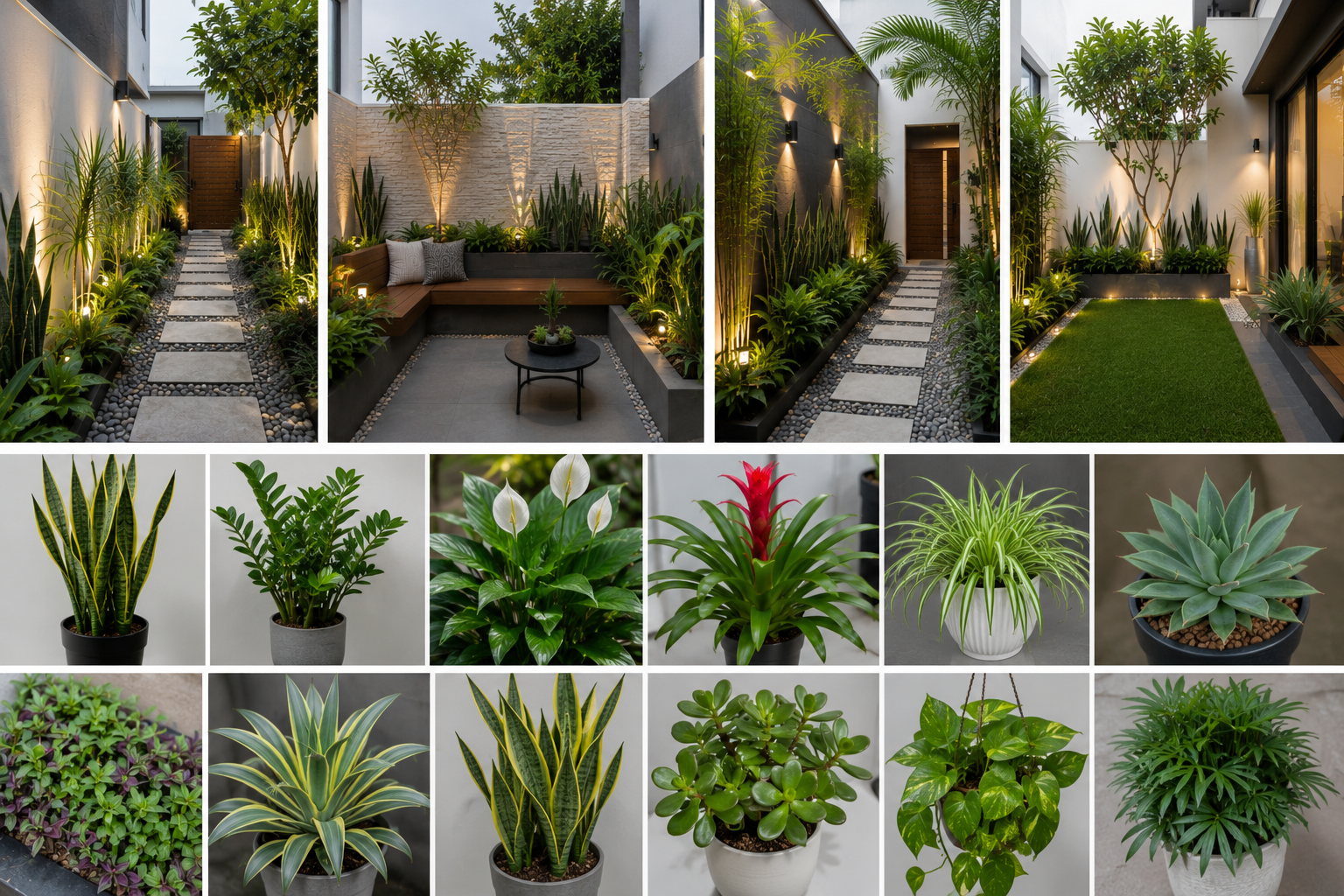 For low maintenance in modern small homes, the plants listed below are suitable: