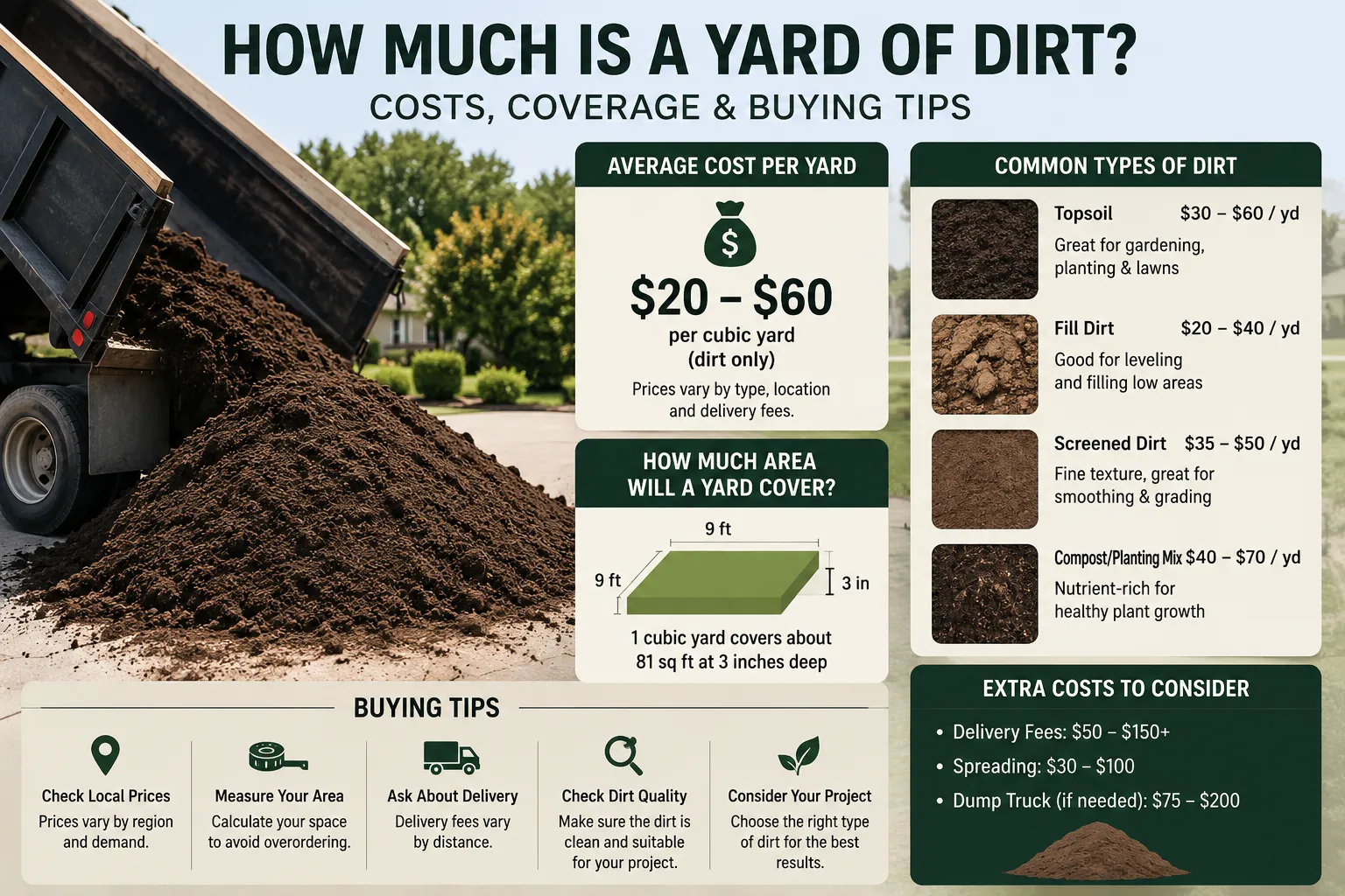 How Much Is a Yard of Dirt? Costs, Coverage & Buying Tips