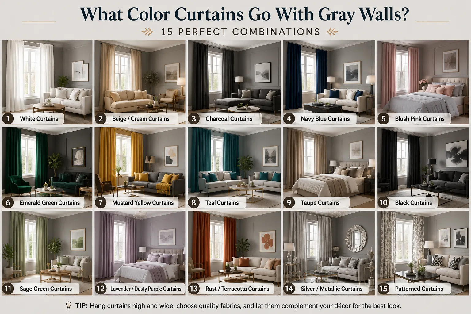 What Color Curtains Go With Gray Walls? 15 Perfect Combinations